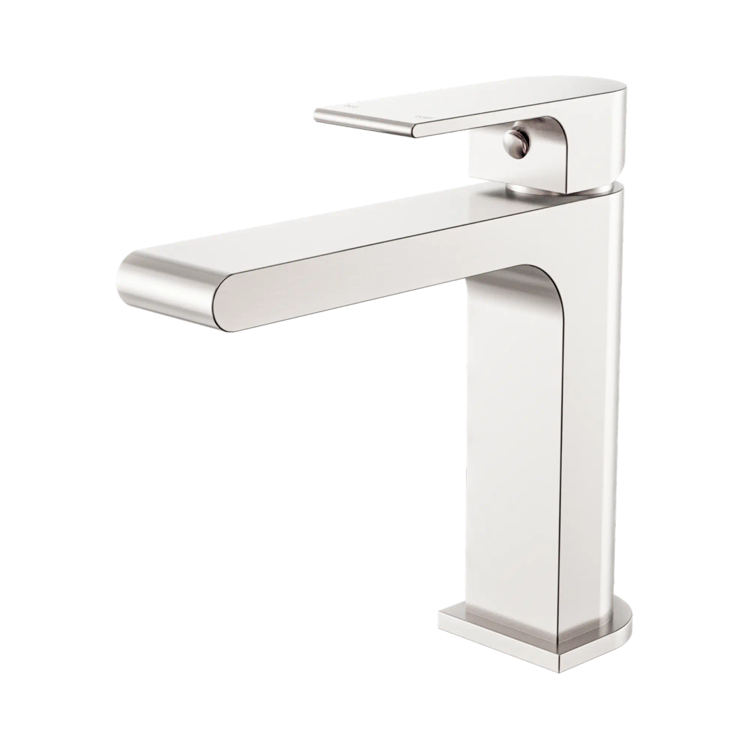 Nero Bianca Basin Mixer Straight Spout Brushed Nickel