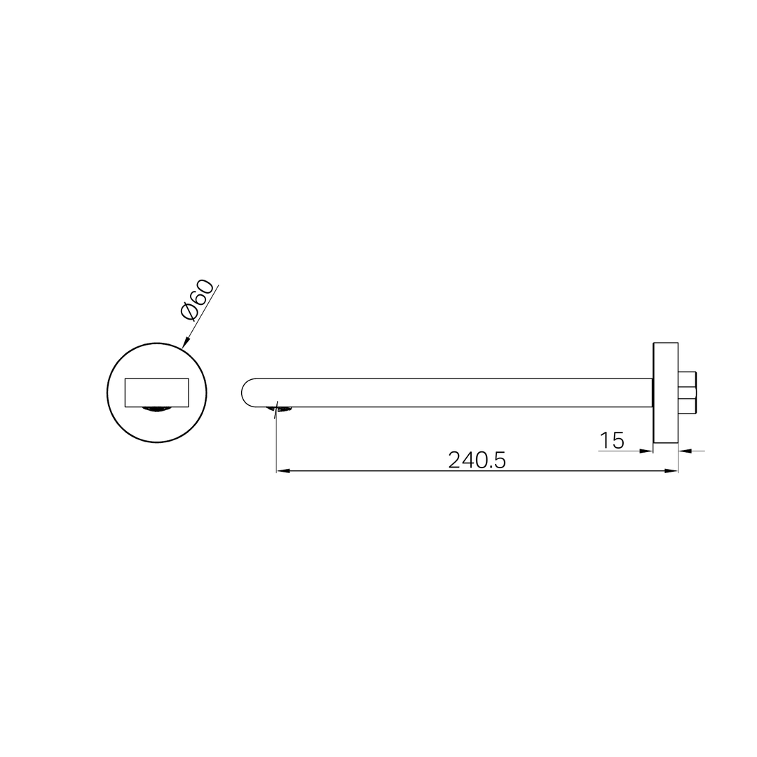 Nero Bianca Fixed Bath Spout Only 240Mm Gun Metal