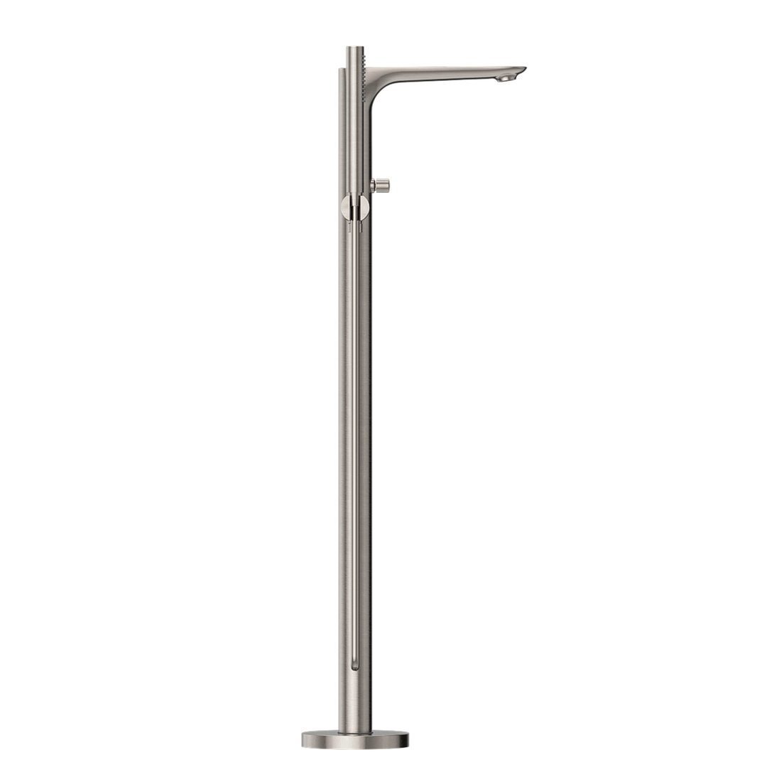 Nero Bianca Floor Standing Bath Mixer Brushed Nickel