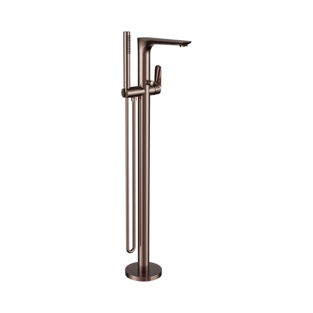 Nero Bianca Freestanding Bath Mixer With Hand Shower Brushed Bronze