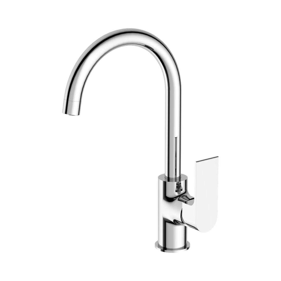 Nero Bianca Kitchen Mixer Gooseneck Spout Chrome