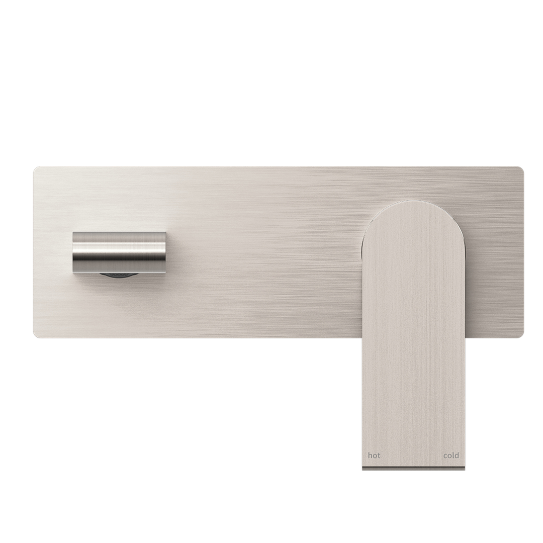 Nero Bianca Wall Basin Mixer Brushed Nickel