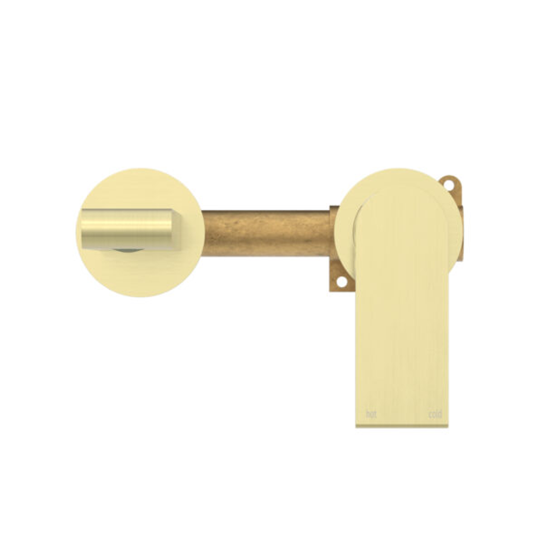 Nero Bianca Wall Basin Mixer With Separate Back Plate Brushed Gold