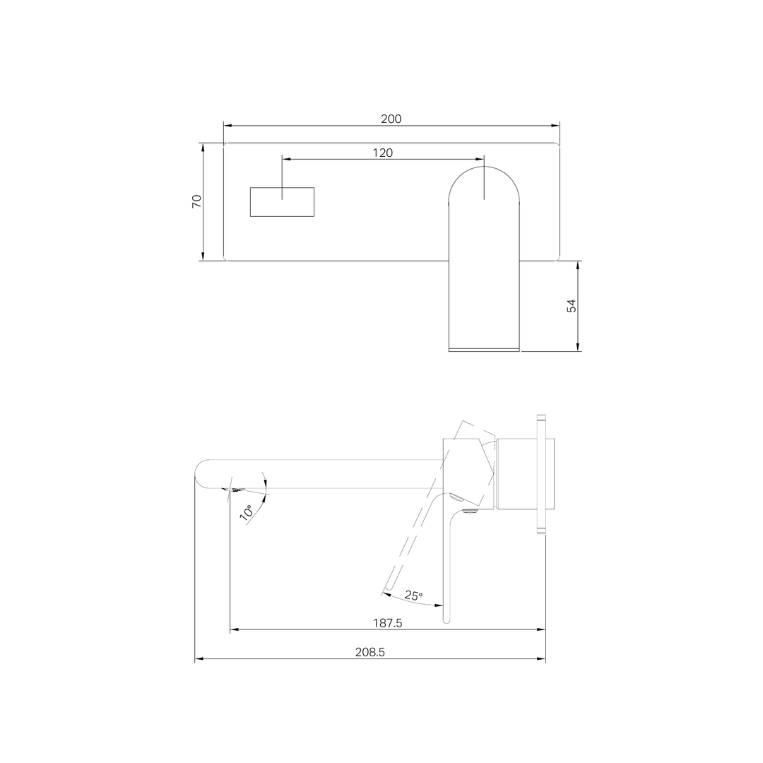 Nero Bianca Wall Basin/Bath Mixer 187Mm Trim Kits Only Brushed Bronze