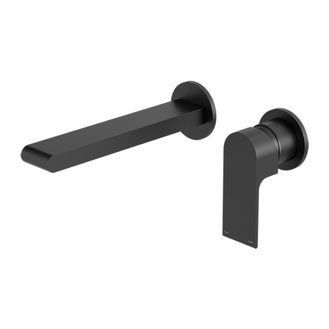 Nero Bianca Wall Basin Mixer Separate Back Plate Matt Black