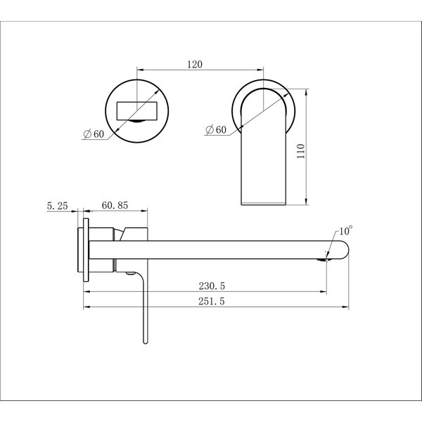 Nero Bianca Wall Basin/Bath Mixer Separate Back Plate 230Mm Trim Kits Only Chrome