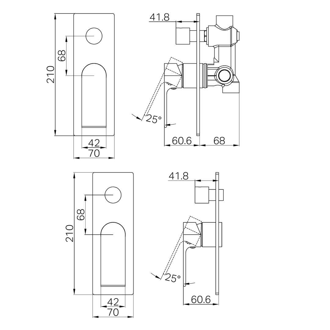 Nero Bianca Shower Mixer With Divertor Brushed Nickel