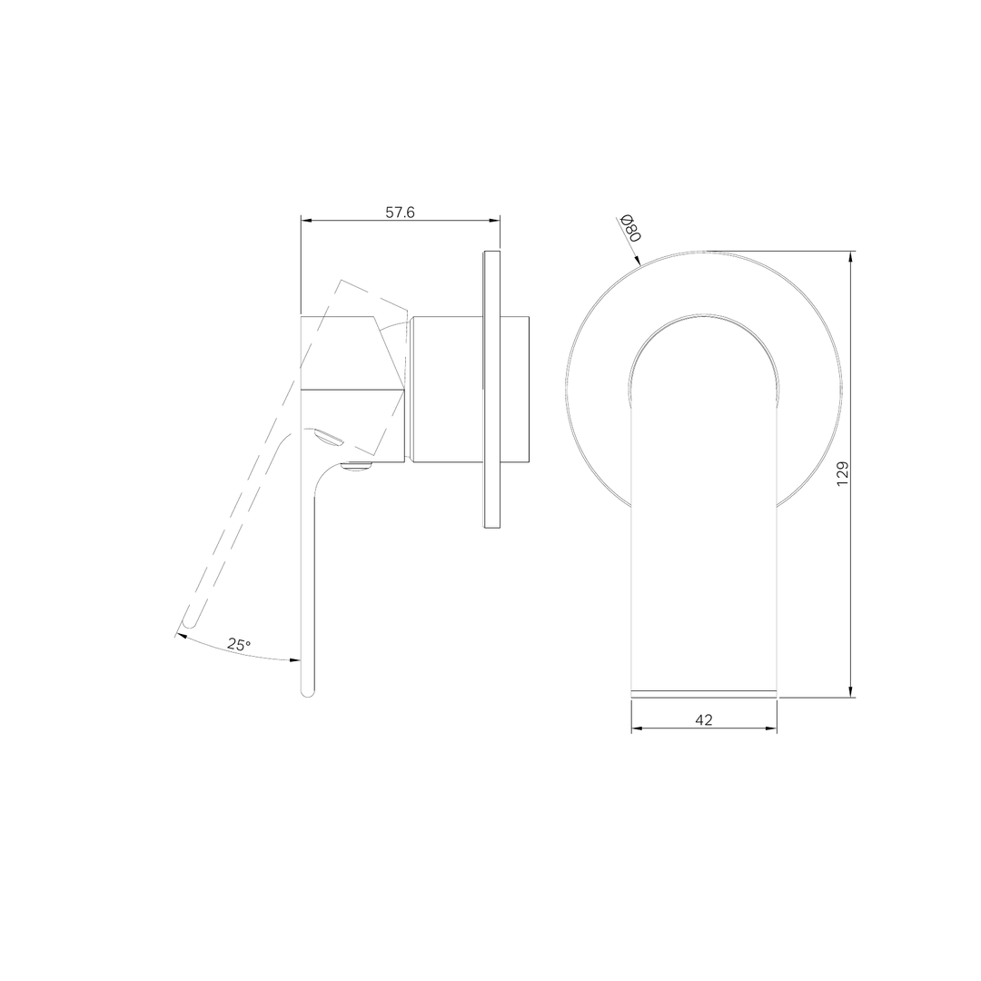 Nero Bianca Shower Mixer 80Mm Plate Trim Kits Only Matte Black