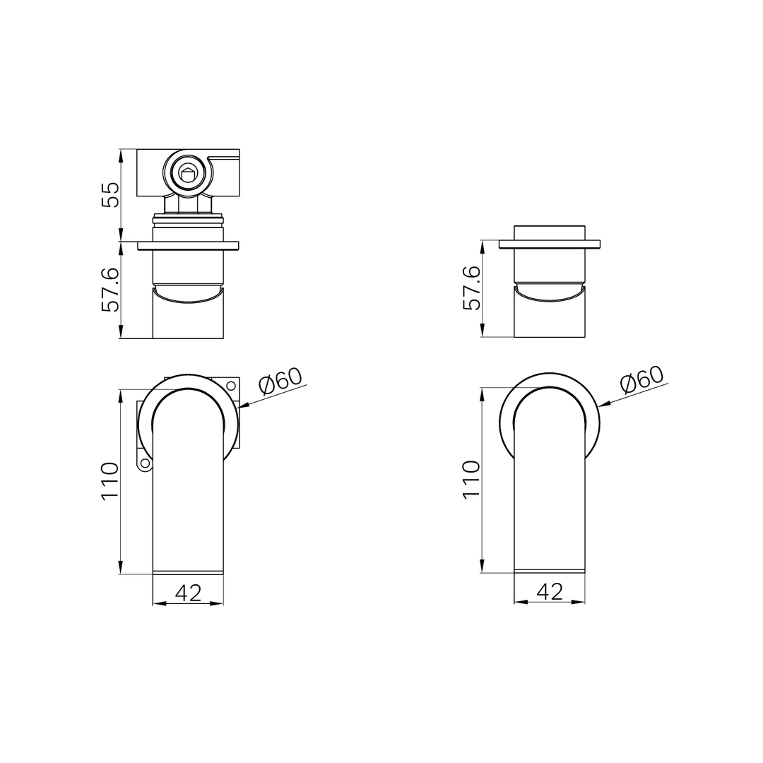 Nero Bianca Shower Mixer 60mm Plate Chrome