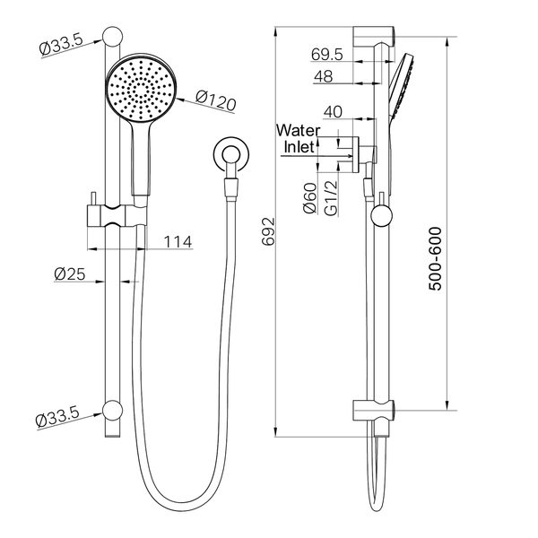 Nero Dolce II Rail Shower Gun Metal