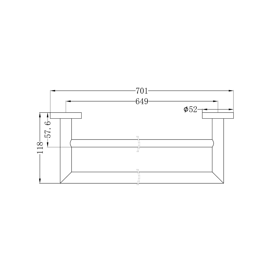 Nero Dolce 700Mm Double Towel Rail Matt Black