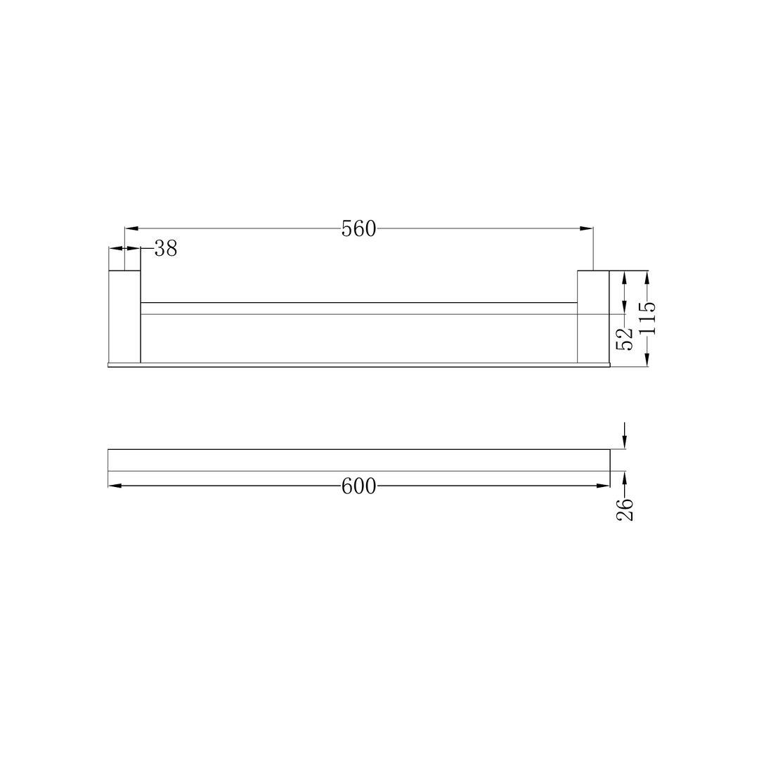 Nero Celia 600Mm Double Towel Rail Chrome