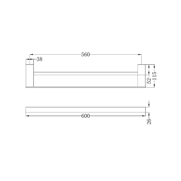 Nero Celia Double Towel Rail 600Mm Brushed Nickel