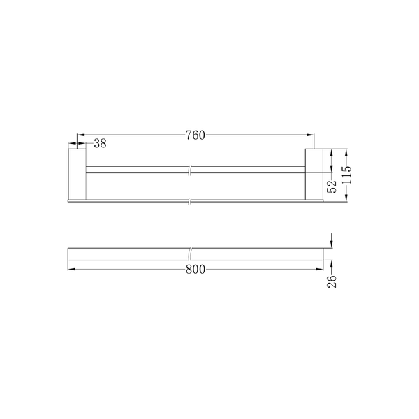 Nero Celia Double Towel Rail 800Mm Brushed Nickel