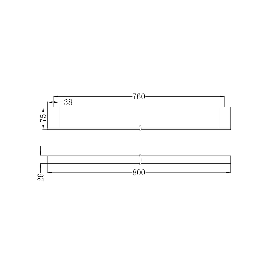 Nero Celia 800Mm Single Towel Rail Matt Black