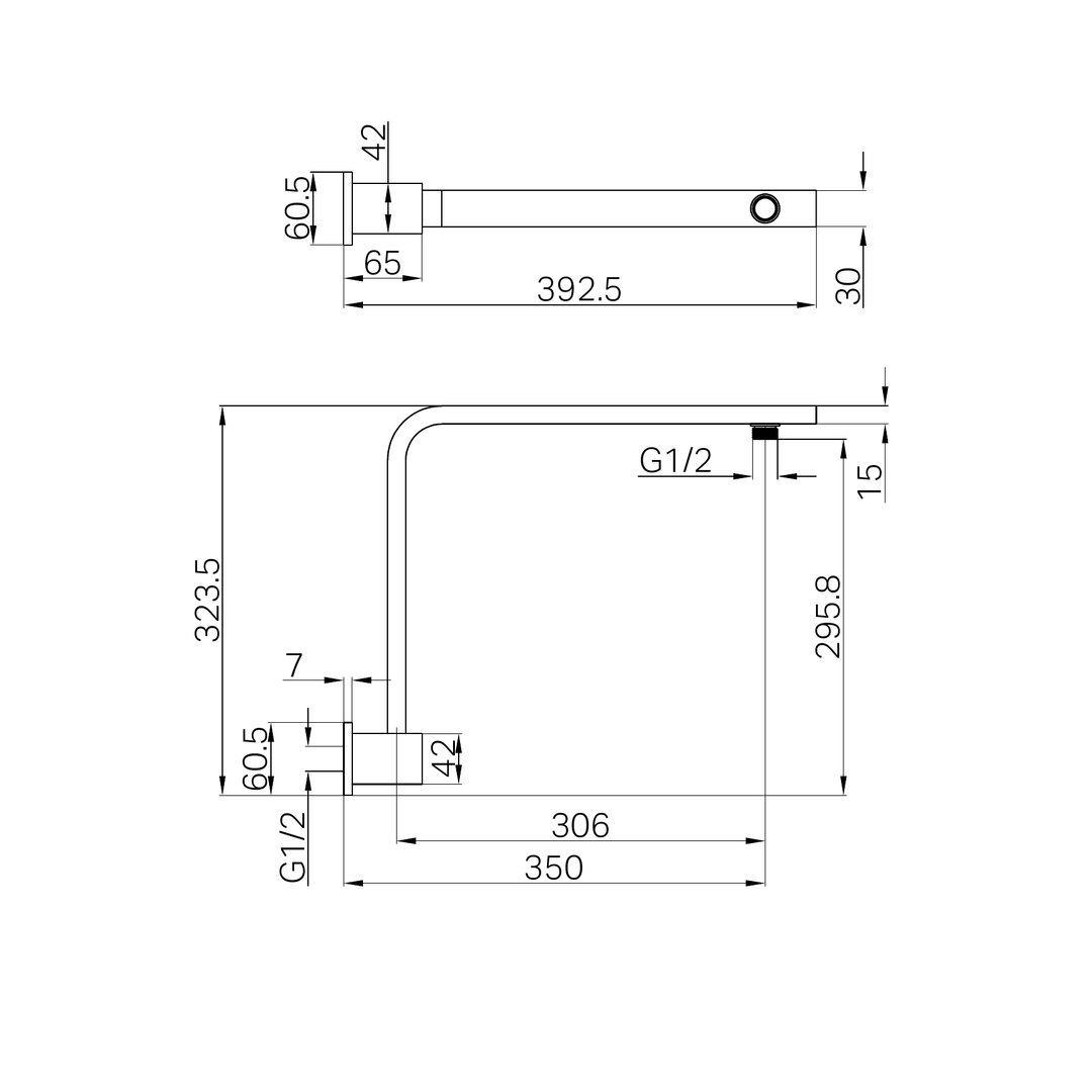 Nero Square Swivel Shower Arm - Brushed Nickel