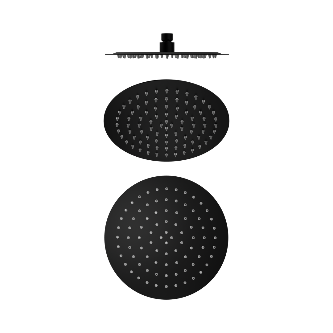 Nero 250Mm Round Stainless Steel Shower Head 4 Star Rating Matte Black