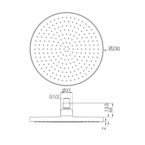 Nero 230Mm Air Shower Head Brushed Gold