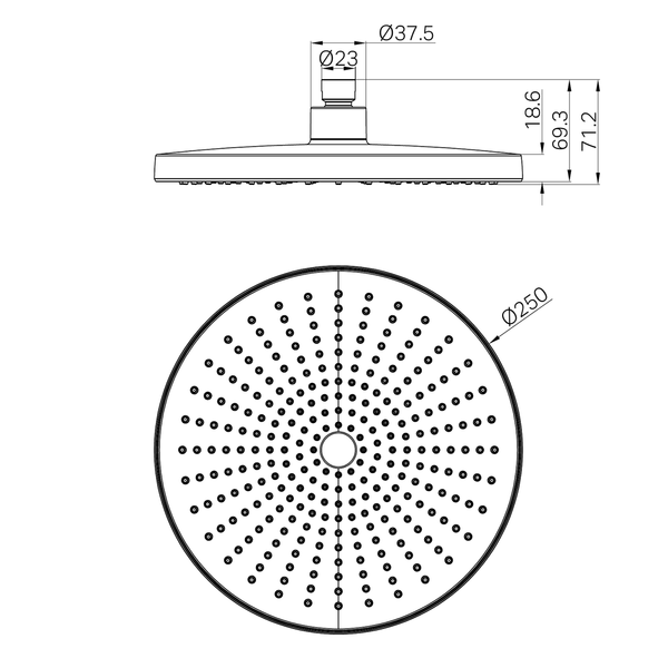 Nero Opal 250Mm Shower Head Brushed Nickel