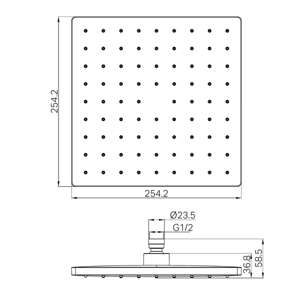 Nero 250Mm Abs Square Shower Head Chrome