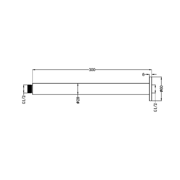 NERO ZEN Stainless Steel ROUND CEILING ARM 300MM LENGTH BRUSHED BRONZE