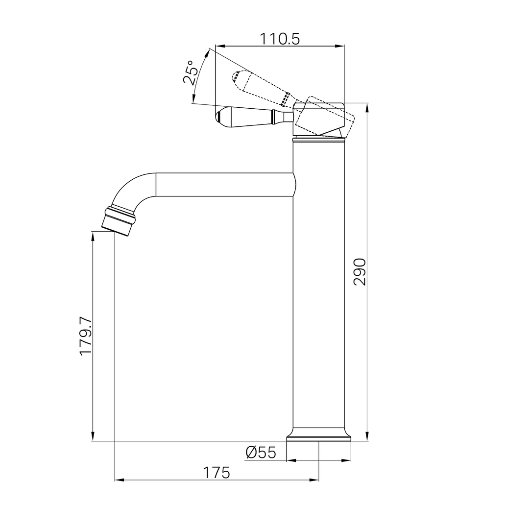 Nero York Straight Tall Basin Mixer With White Porcelain Lever Matte Black