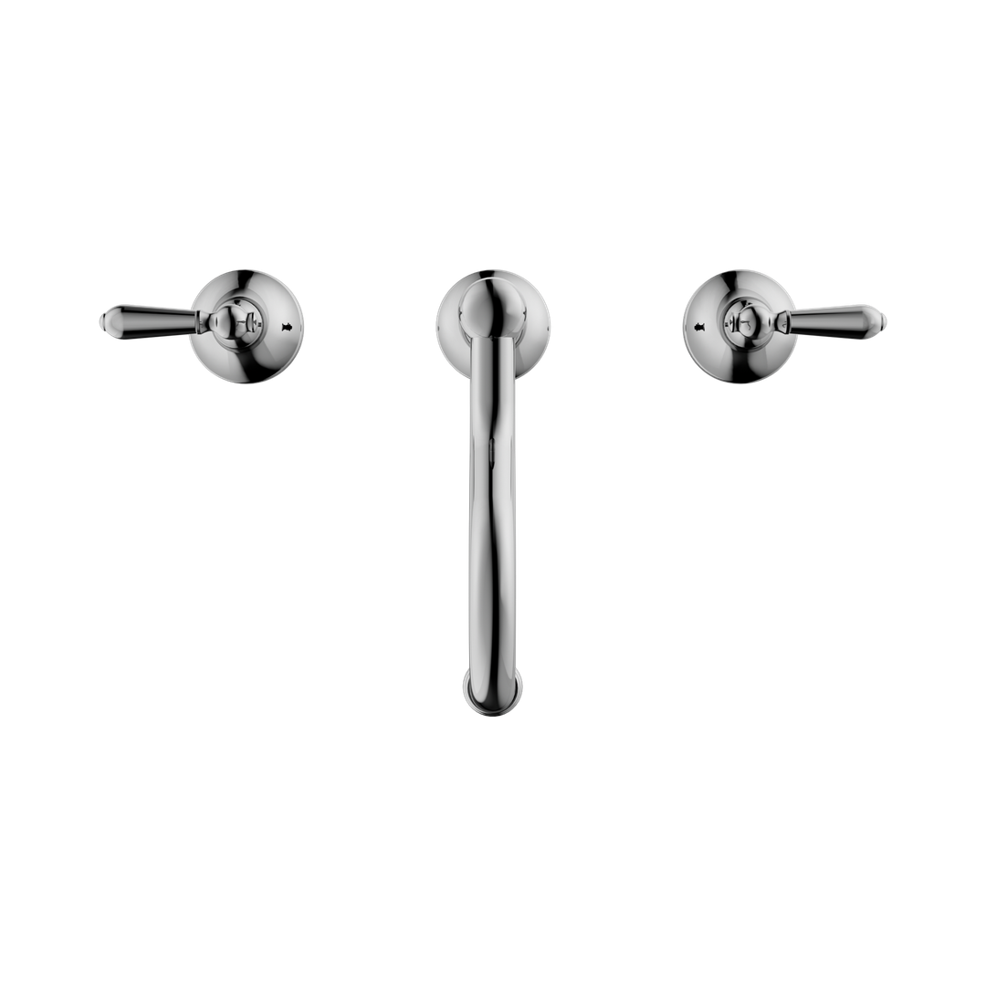 Nero York Basin Set With Metal Lever Chrome