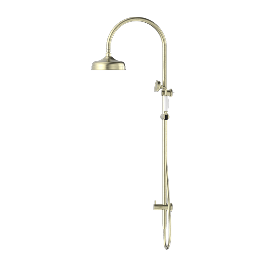 Nero York Twin Shower With Metal Hand Shower Aged Brass