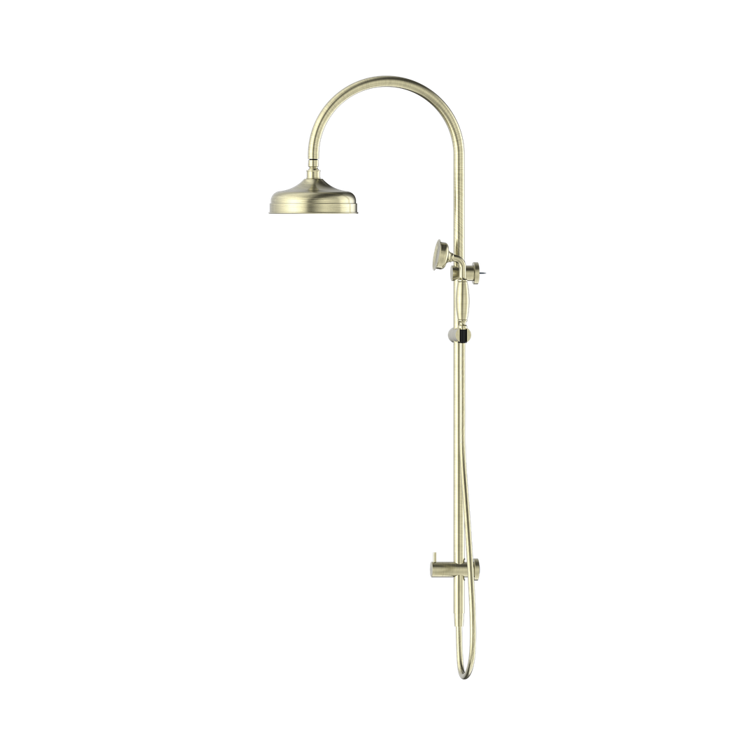 Nero York Twin Shower With Metal Hand Shower Aged Brass