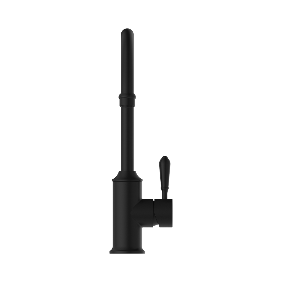 Nero York Kitchen Mixer Gooseneck Spout With Metal Lever Matte Black
