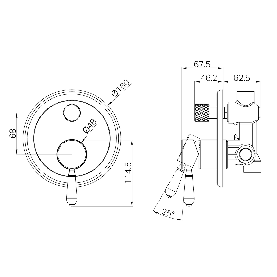 Nero York Shower Mixer With Diverter With White Porcelain Lever Aged Brass