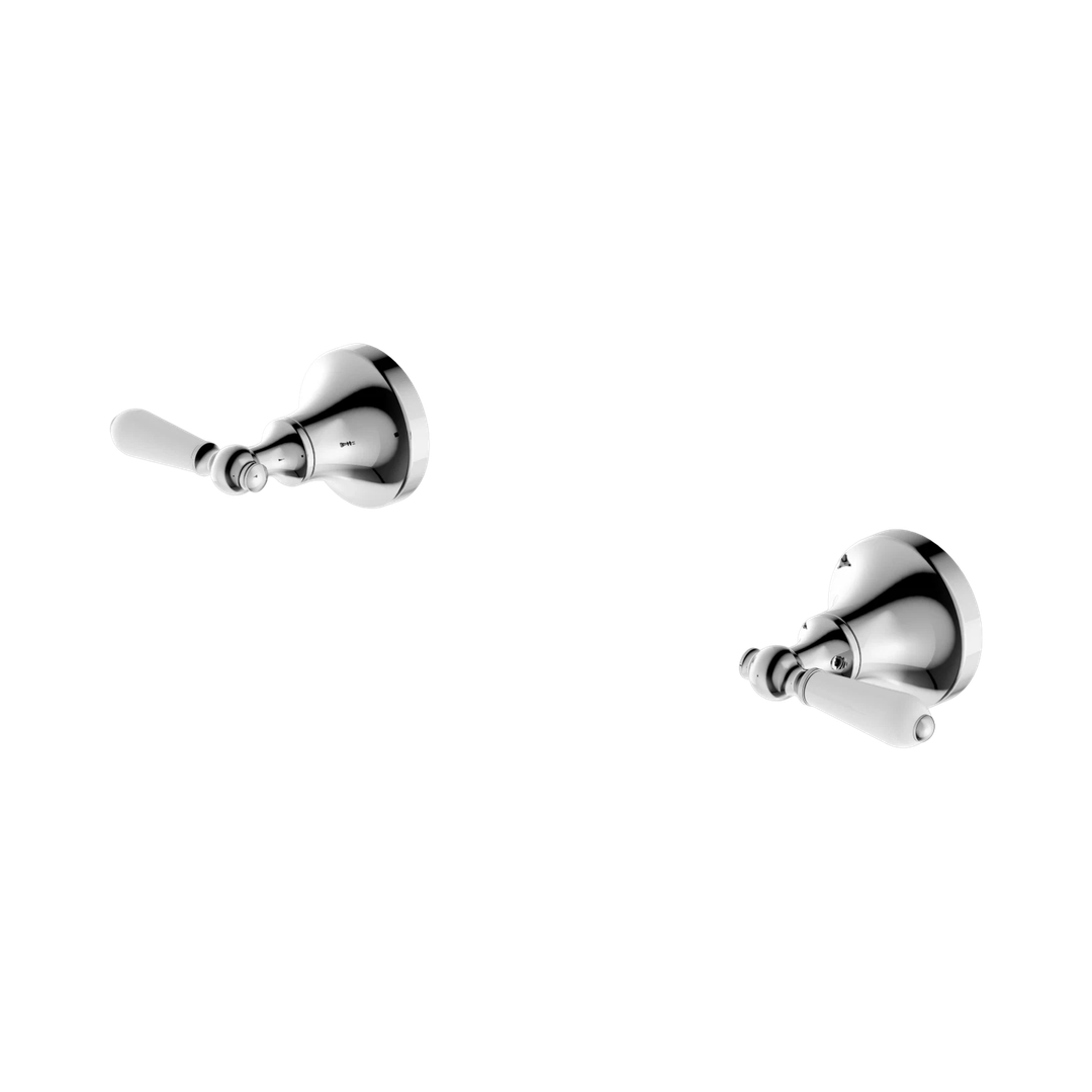 Nero York Wall Top Assemblies With White Porcelain Lever Chrome