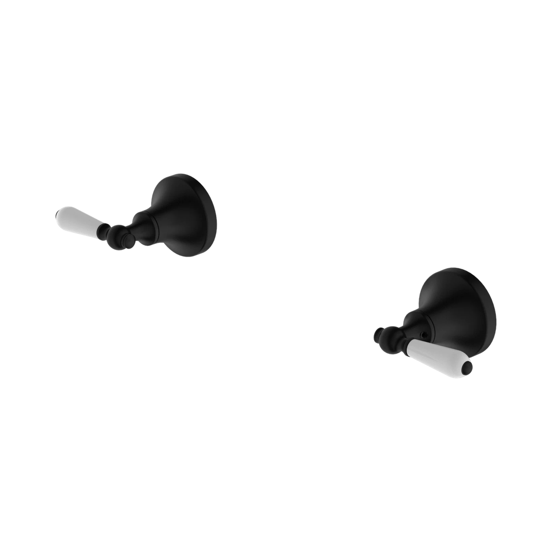 Nero York Wall Top Assemblies With White Porcelain Lever Matte Black