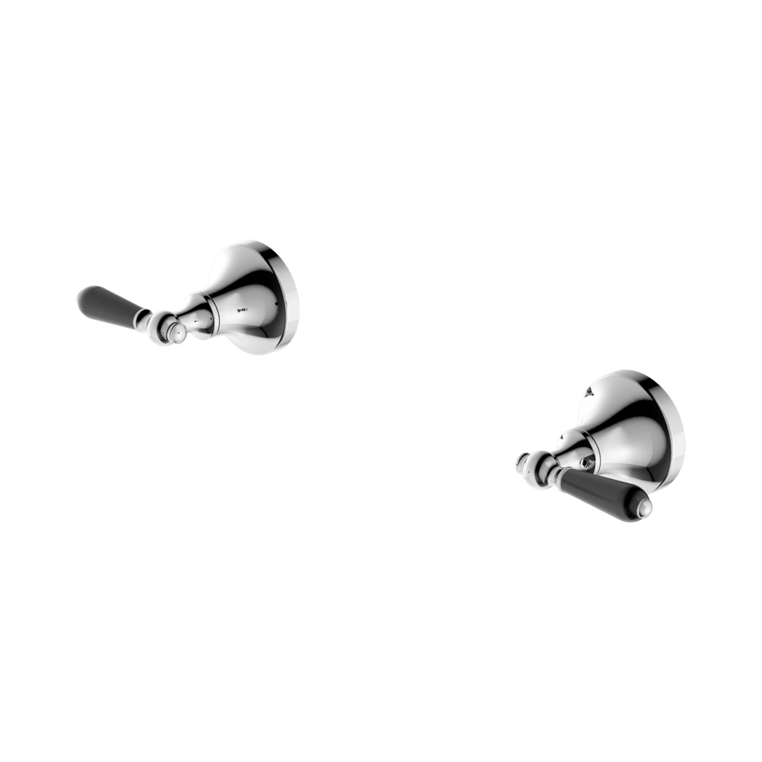 Nero York Wall Top Assemblies With Black Porcelain Lever Chrome