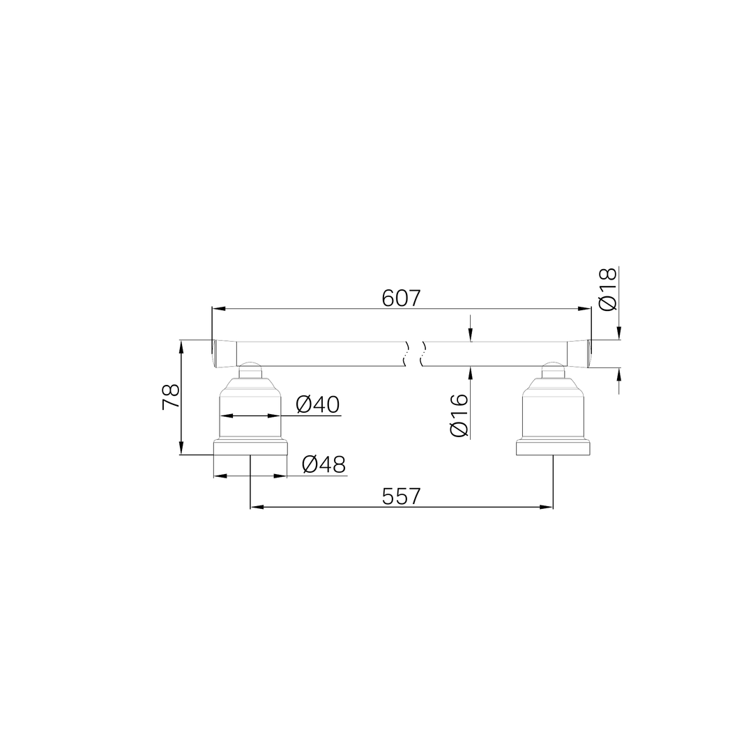 Nero York Single Towel Rail 600Mm Brushed Nickel