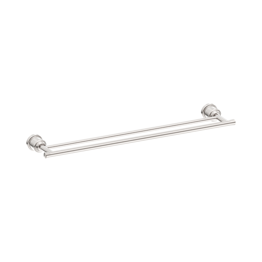 Nero York Double Towel Rail 600Mm Brushed Nickel