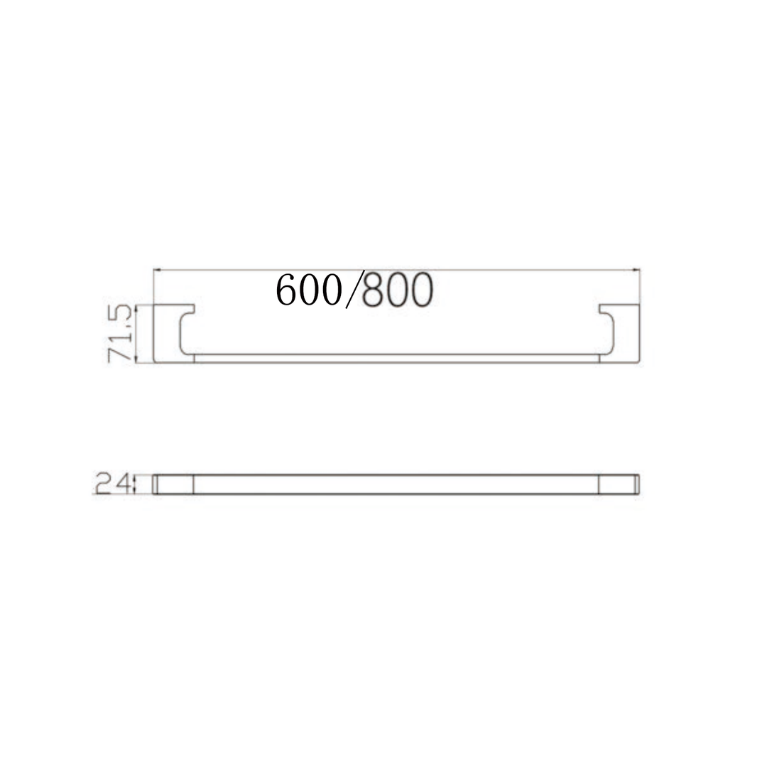 Nero Pearl/Vitra Single Towel Rail 800mm - Gun Metal Grey