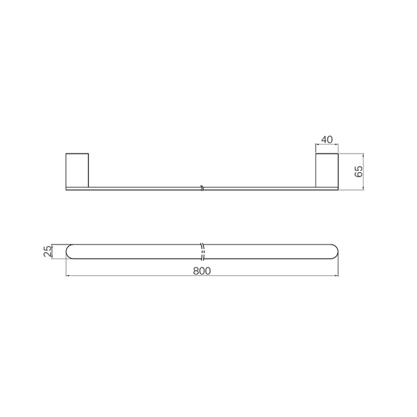 Nero Bianca Single Towel Rail 800Mm Brushed Bronze