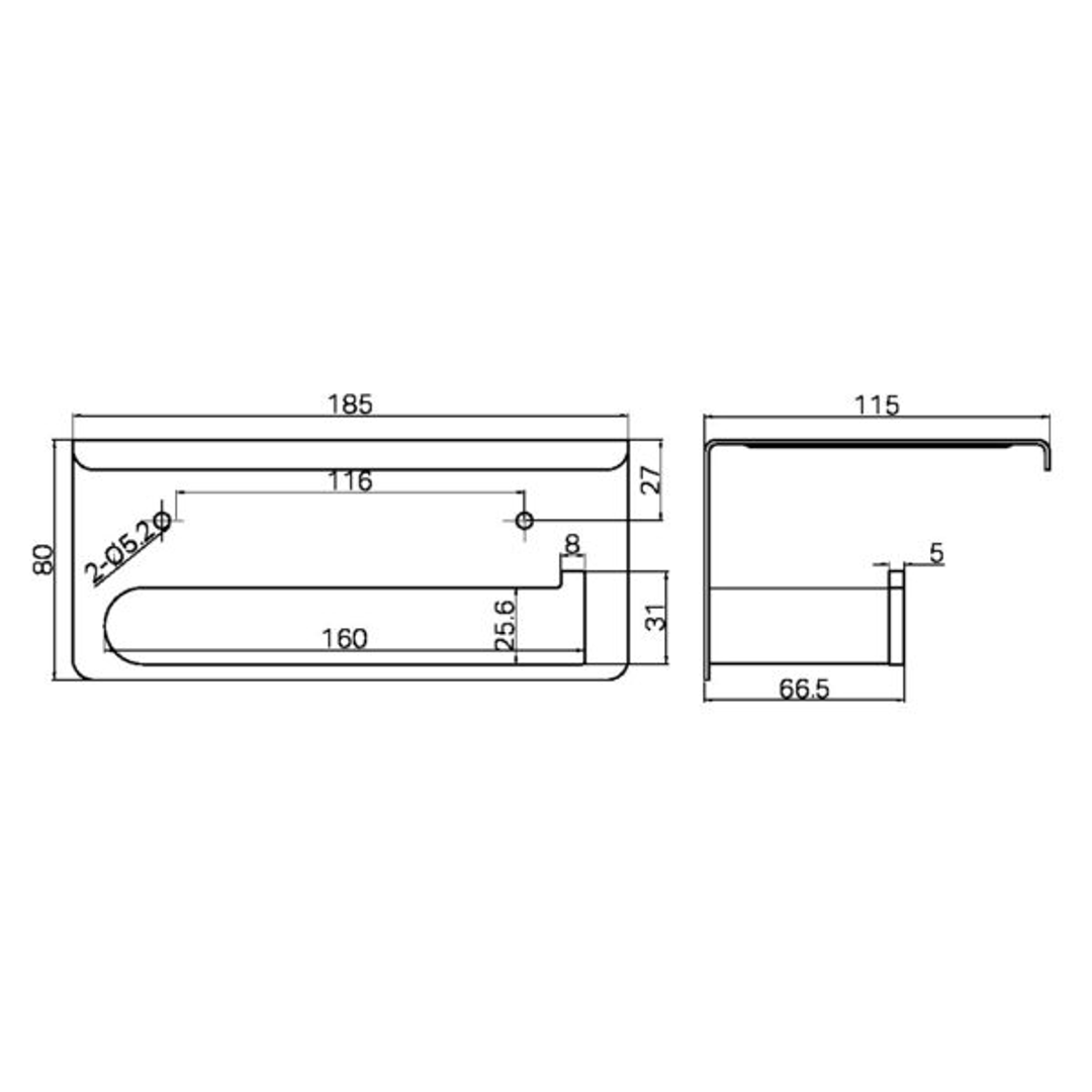 Nero Bianca Toilet Roll Holder With Shelf - Gun Metal