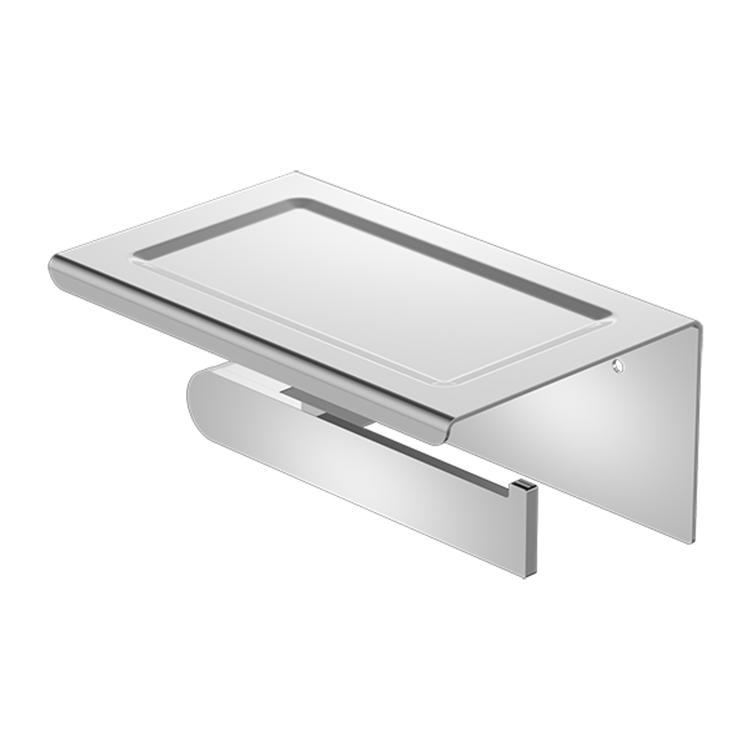 Nero Bianca Toilet Roll Holder With Shelf Chrome