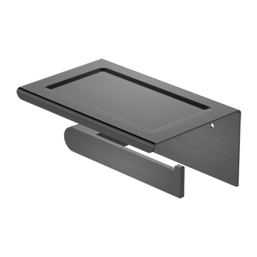 Nero Bianca Toilet Roll Holder With Shelf - Gun Metal