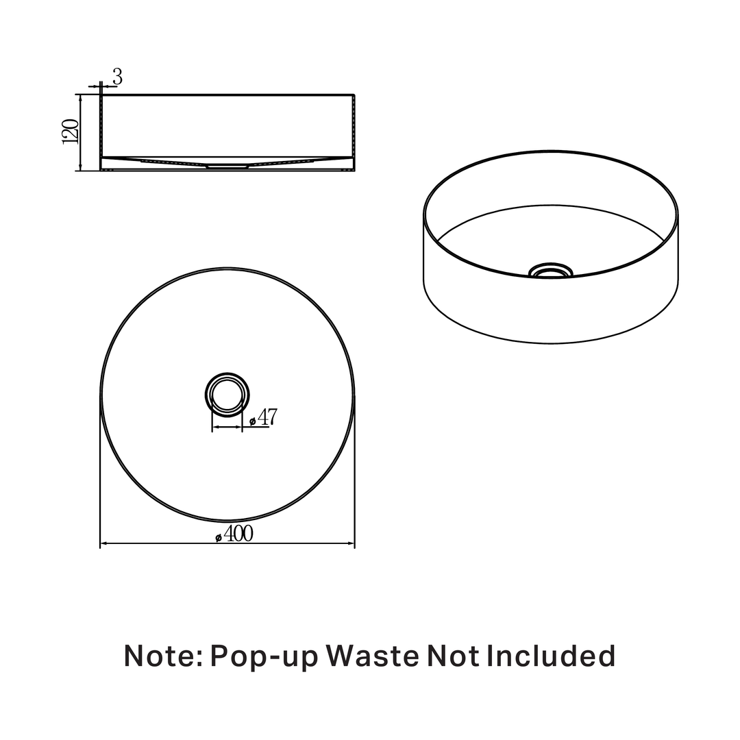 Nero Opal Round 400Mm Stainless Steel Basin Brushed Bronze