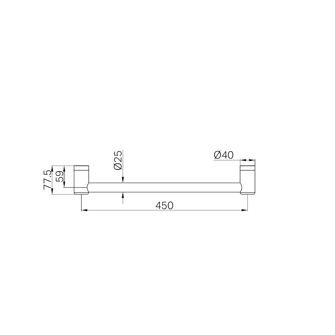 Nero Mecca Care 25mm Grab Rail 450mm Brushed Bronze