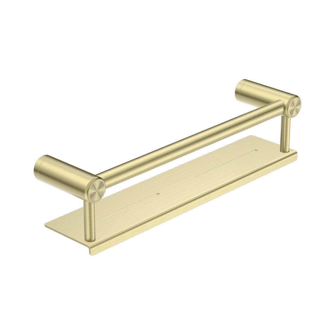 Nero Mecca Care 25mm Grab Rail With Shelf 450mm Brushed Gold