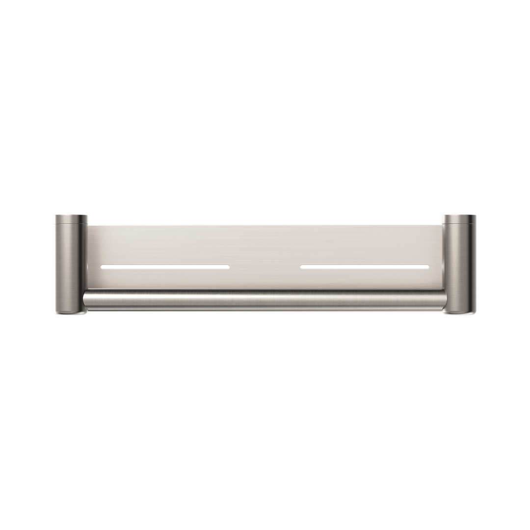 Nero Mecca Care 25mm Grab Rail With Shelf 450mm Brushed Nickel