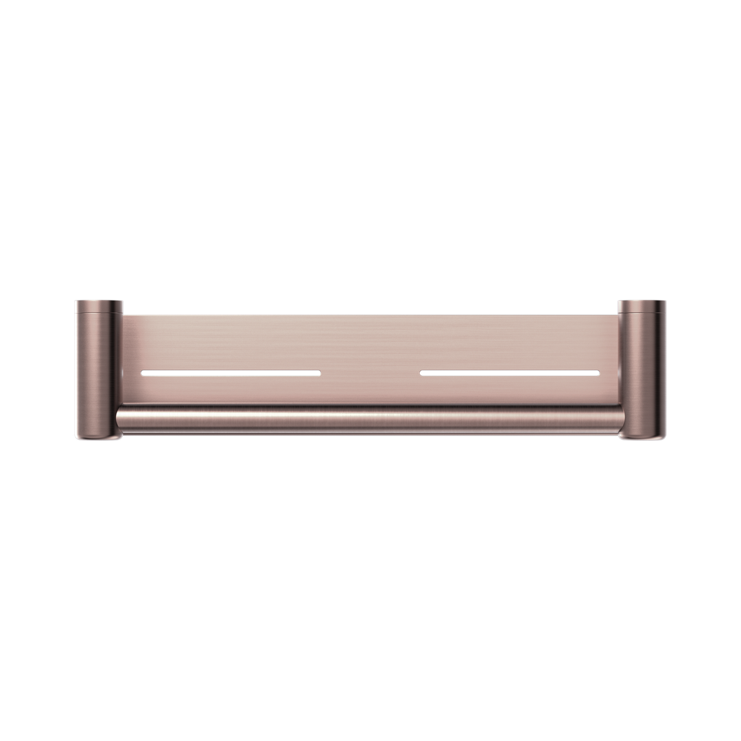 Nero Mecca Care 25mm Grab Rail With Shelf 450mm Brushed Bronze