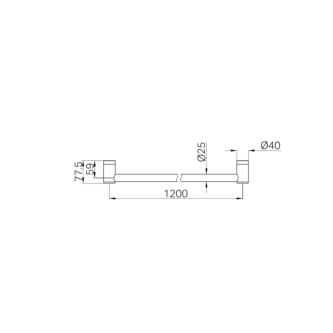 Nero Mecca Care 25mm Grab Rail 1200mm Matte Black