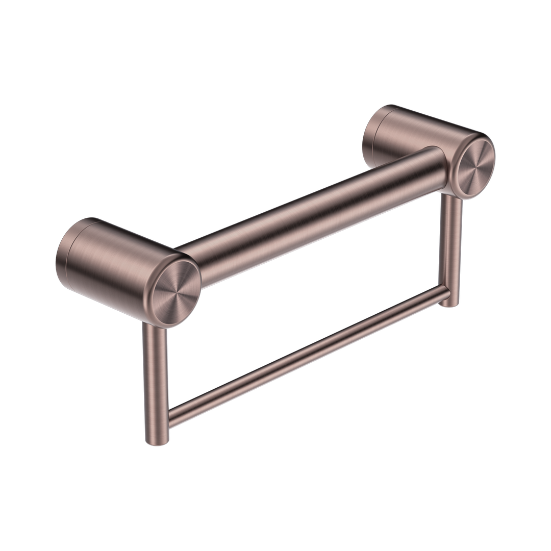 Nero Mecca Care 32Mm Grab Rail With Towel Holder 300Mm Brushed Bronze