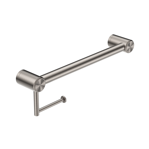 Nero Mecca Care 32Mm Grab Rail With Toilet Roll Holder 450Mm Brushed Nickel