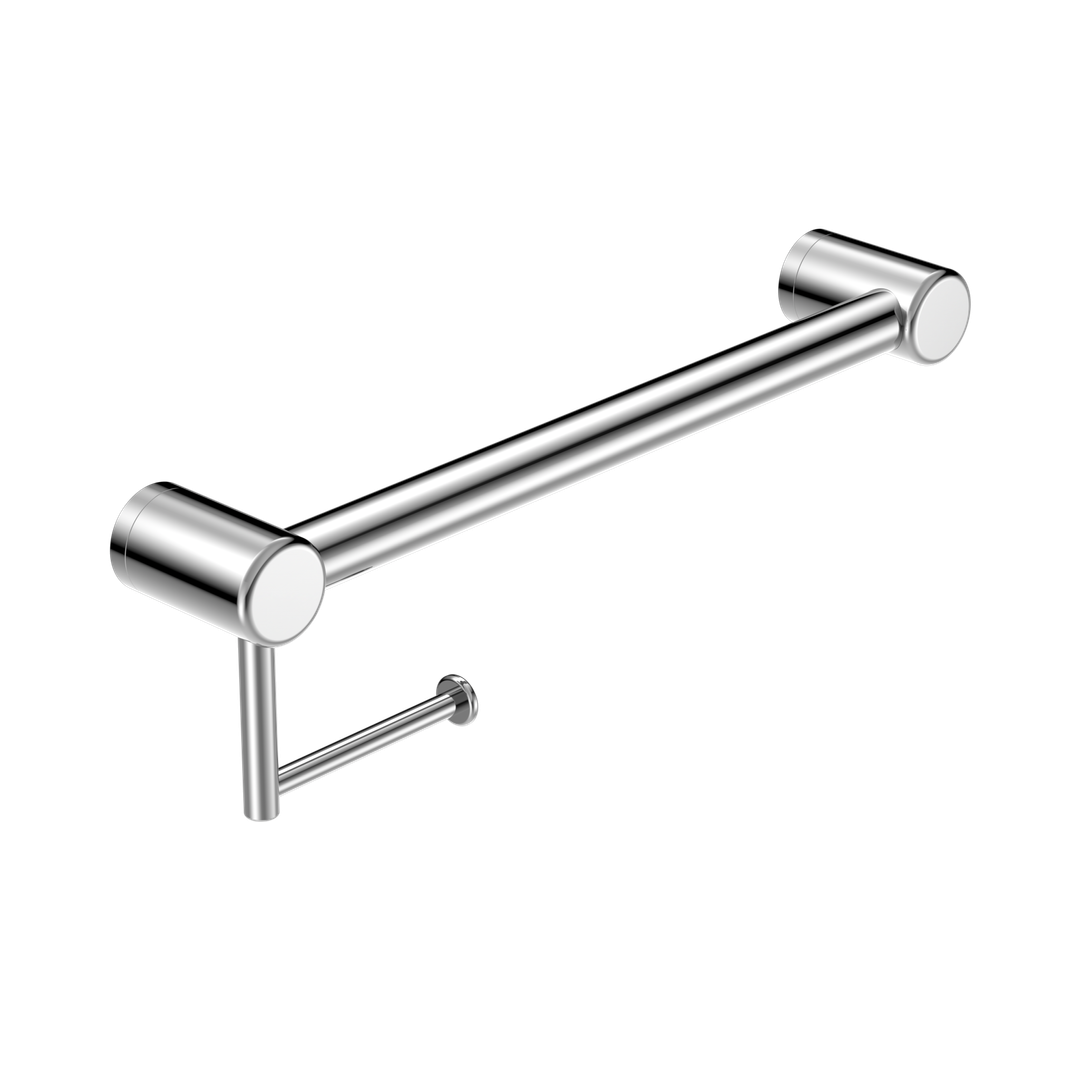 Nero Mecca Care 32Mm Grab Rail With Toilet Roll Holder 450Mm Chrome